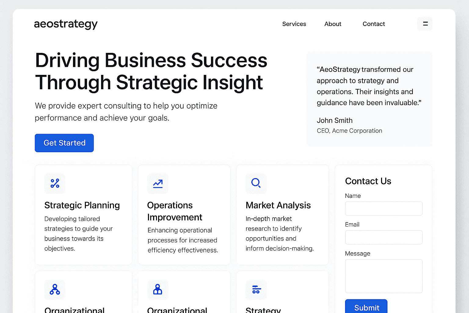 aeostrategy.com website mockup